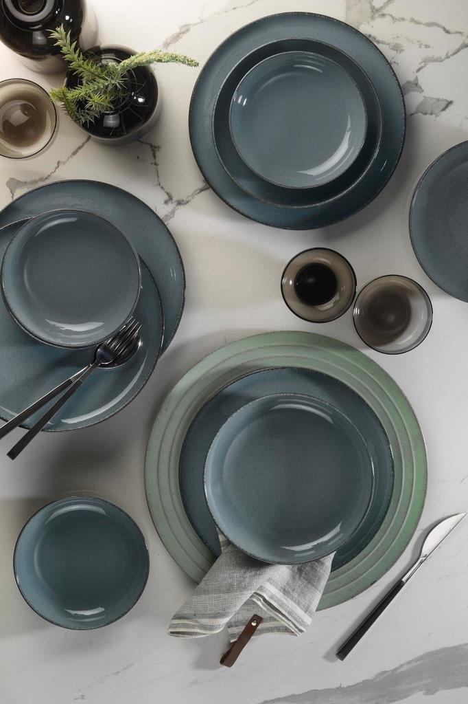 Kütahya Porselen Pearl Moderna Mavi 12 Parça 4 Kişilik Yemek Takımı Outlet