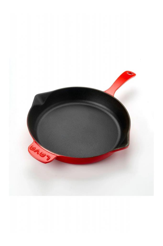 Lava Spring Yuvarlak Kırmızı 28 cm Demir Döküm Kızartma Tavası Teşhir