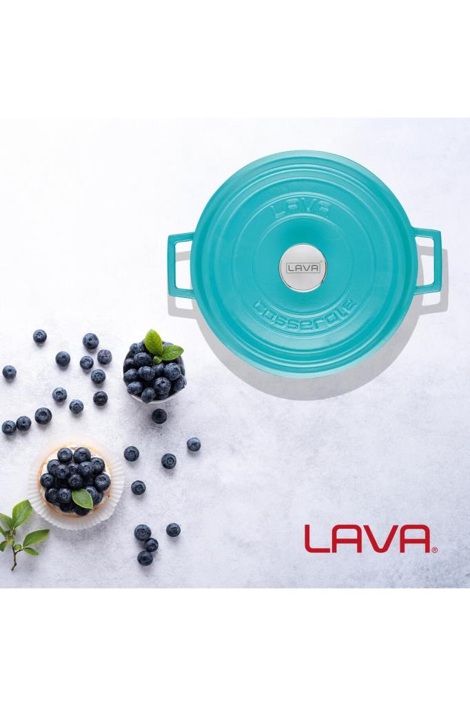 Lava Spring Turkuaz 28 cm Yuvarlak Döküm Tencere Teşhir