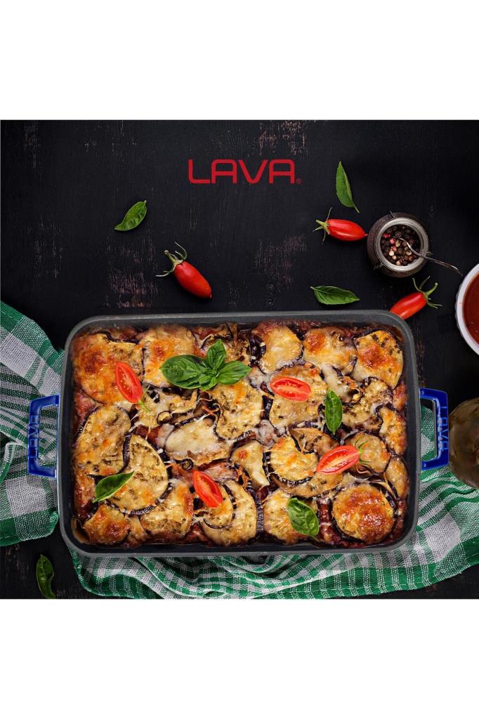 Lava 26x40 cm Mavi Döküm Dikdörtgen Fırın Tepsisi Teşhir