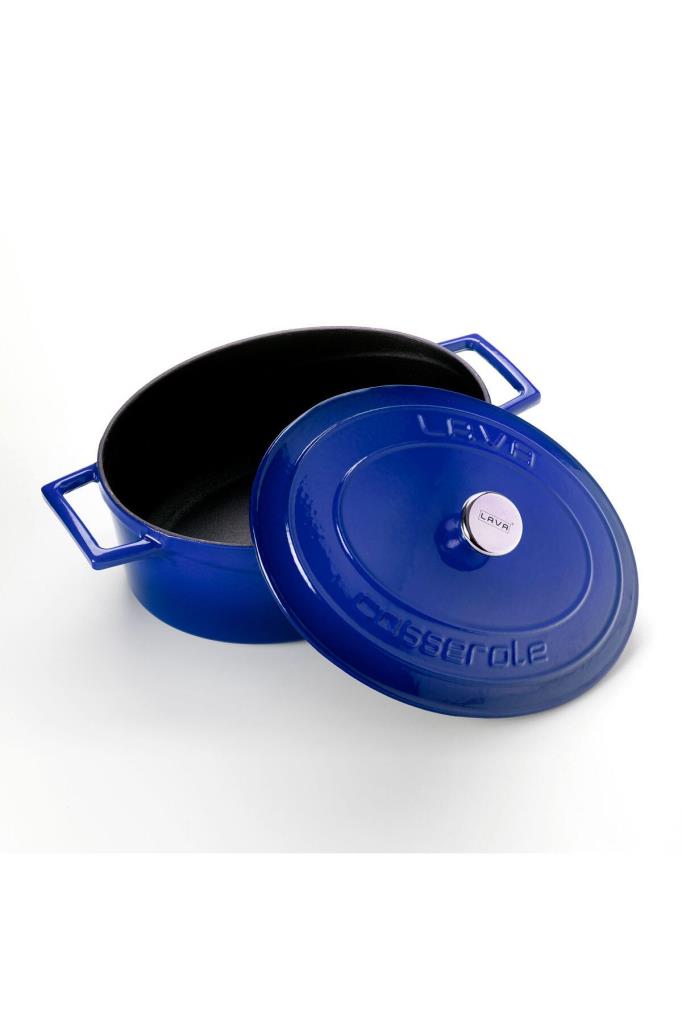 Lava Folk Oval Mavi 21x25 cm Döküm Tencere Teşhir