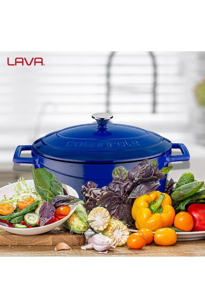 Lava Folk Oval Mavi 21x25 cm Döküm Tencere Teşhir
