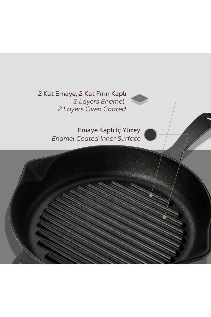 Lava Round One-Piece Handle 28 cm Cast Iron Frying Pan Outlet