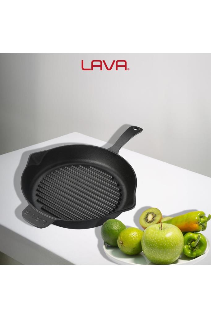 Lava Round One-Piece Handle 28 cm Cast Iron Frying Pan Outlet