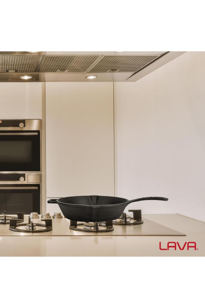 Lava Döküm Yuvarlak Kızartma Tavası Döküm Demir Yekpare Saplı. Çap(Ø)24cm Teşhir