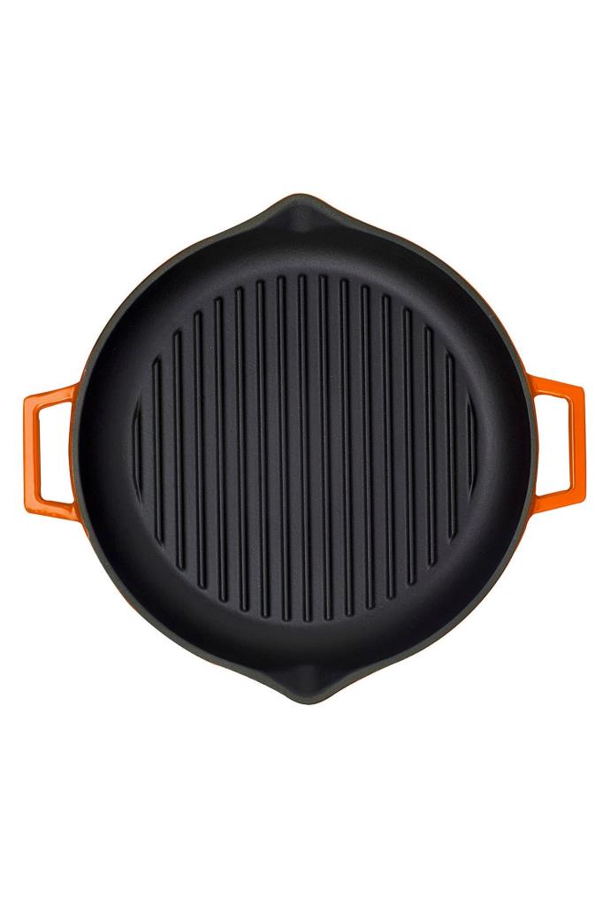 Lava Yekpare Çift Kulplu Turuncu Yuvarlak Döküm Izgara Tava 30 cm