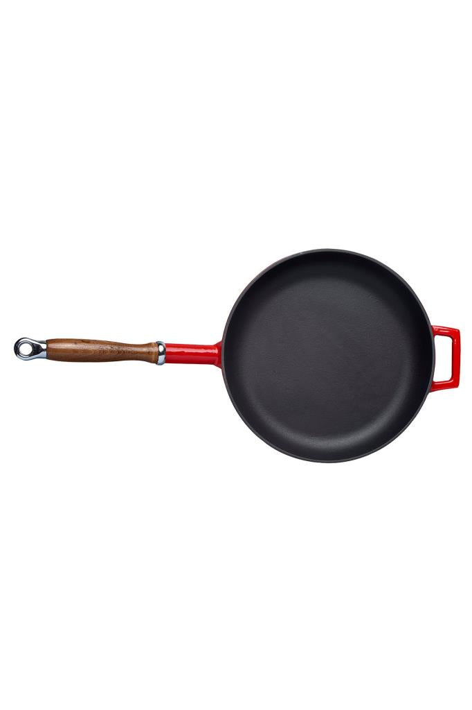 Lava Döküm Yuvarlak Kızartma Tavası Döküm Demir Ve Ahşap Saplı Çap(Ø)28cm. Teşhir