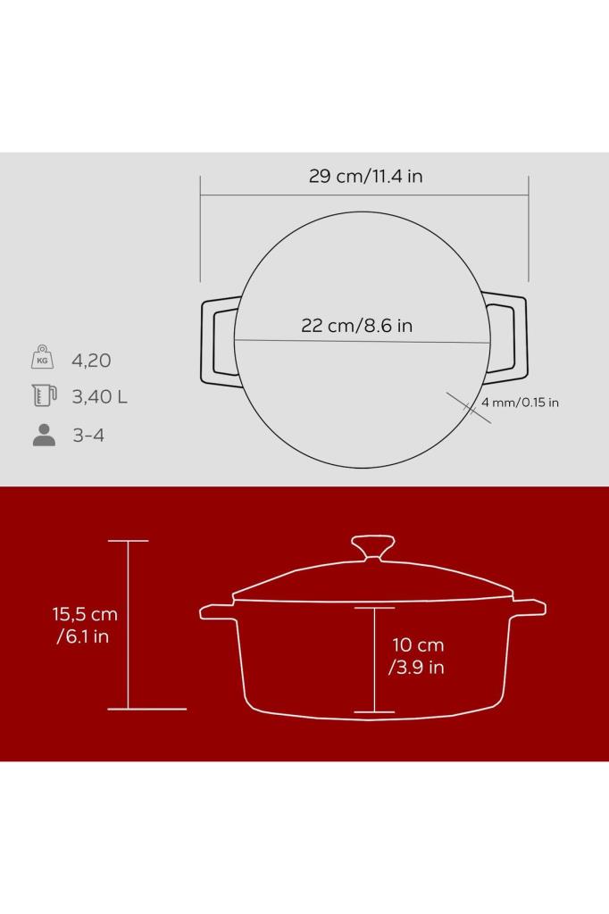 Lava Folk Yuvarlak Kırmızı 22 cm Derin Döküm Tencere