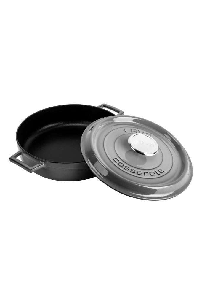 Lava Premium Majolica Grey 24 cm Multi-purpose Shallow Cast Iron Casserole Display