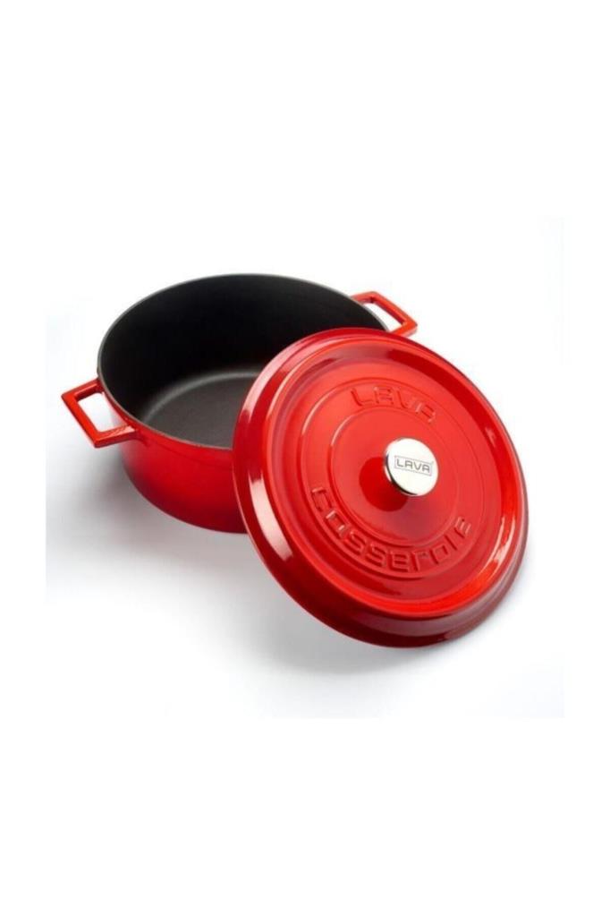 Lava Trendy Kırmızı Yuvarlak 28 cm Derin Döküm Tencere Teşhir