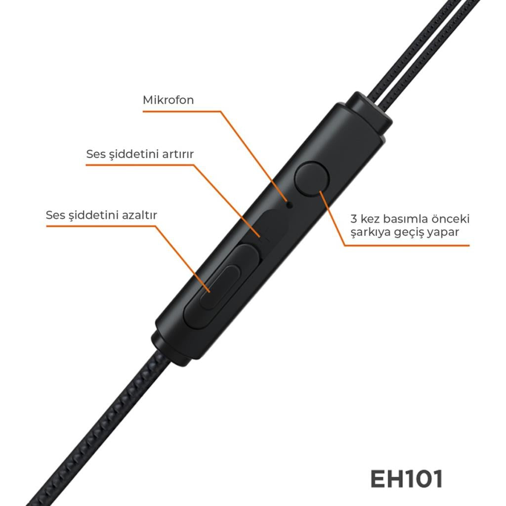 Lecoo EH101 Kablolu 3.5mm Jacklı Kulak İçi Mikrofonlu Kulaklık Siyah