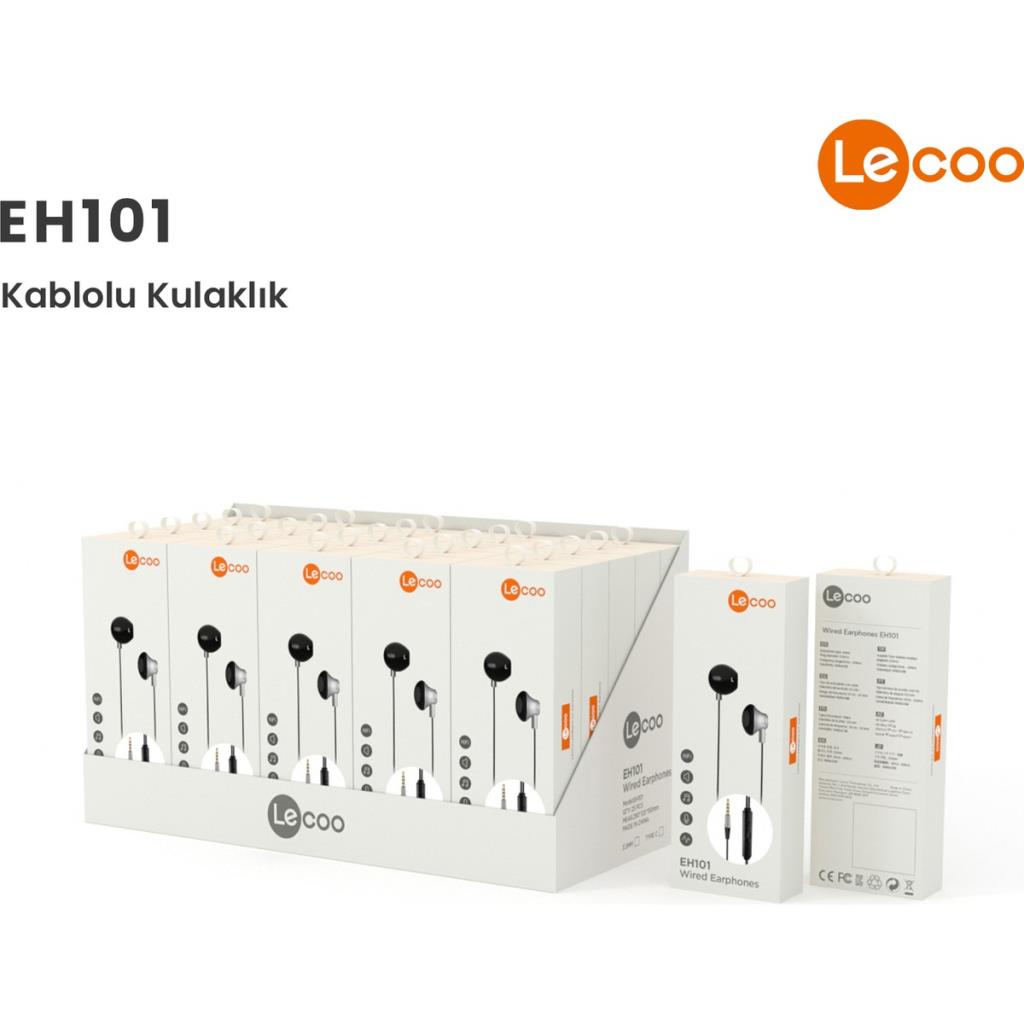 Lecoo EH101 Kablolu 3.5mm Jacklı Kulak İçi Mikrofonlu Kulaklık Siyah