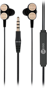 Lecoo EH102 Kablolu 3.5mm Jacklı Mikrofonlu Kulak İçi Kulaklık - Çift Sürücülü, Sağlam Kablo Yapısı, Spor, İş, Oyun için, Evrensel Uyum, Dahili HD Net Ses, Dual Driver Mikrofon Siyah Outlet