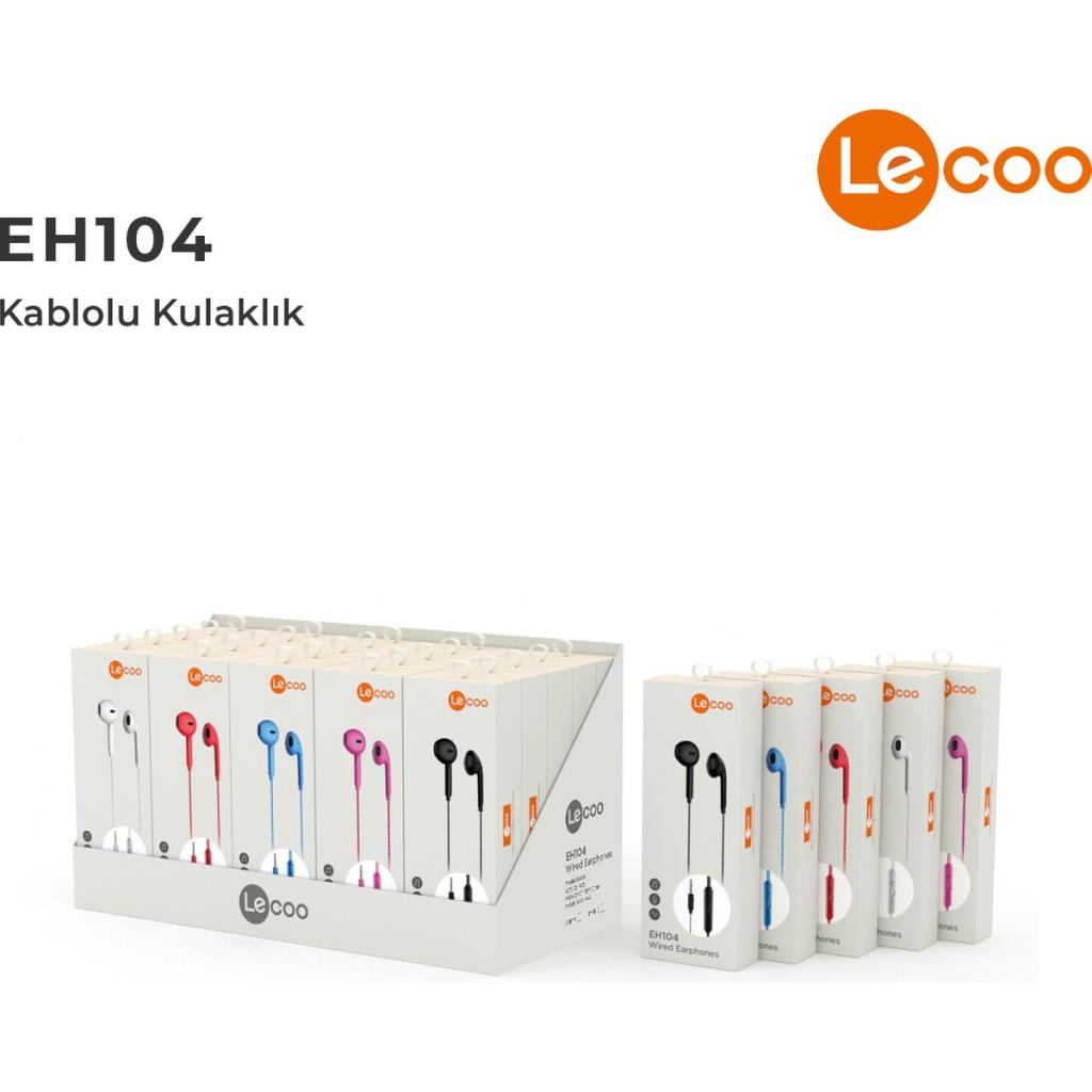 Lecoo EH104 Kablolu 3.5mm Jacklı Kulak İçi Mikrofonlu Kulaklık Siyah