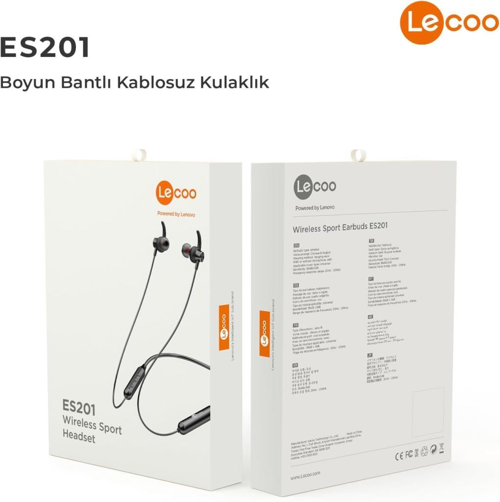 Lenovo Lecoo ES201 Boyun Bantlı Mikrofonlu Kulak İçi Bluetooth Kulaklık Outlet