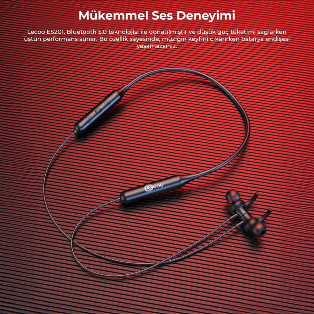 Lenovo Lecoo ES201 Boyun Bantlı Mikrofonlu Kulak İçi Bluetooth Kulaklık Outlet