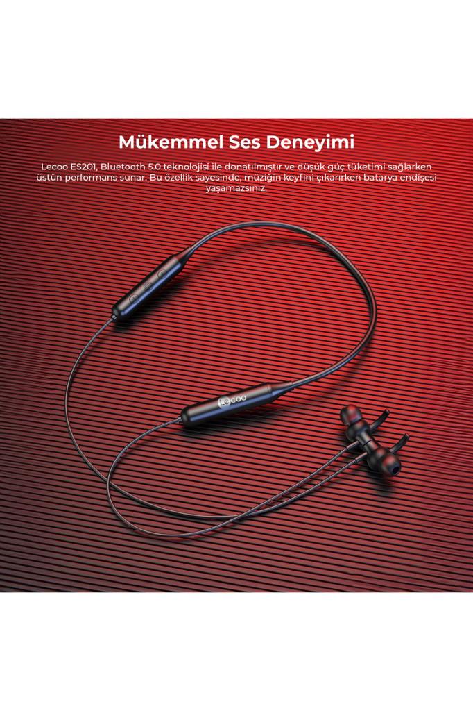 Lenovo Lecoo ES201 Boyun Bantlı Mikrofonlu Kulak İçi Bluetooth Kulaklık