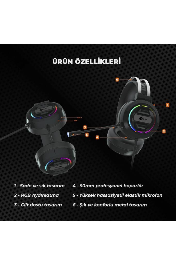 Lenovo Lecoo HT401 RGB USB Kablolu Kulak Üstü Oyuncu Kulaklığı Outlet