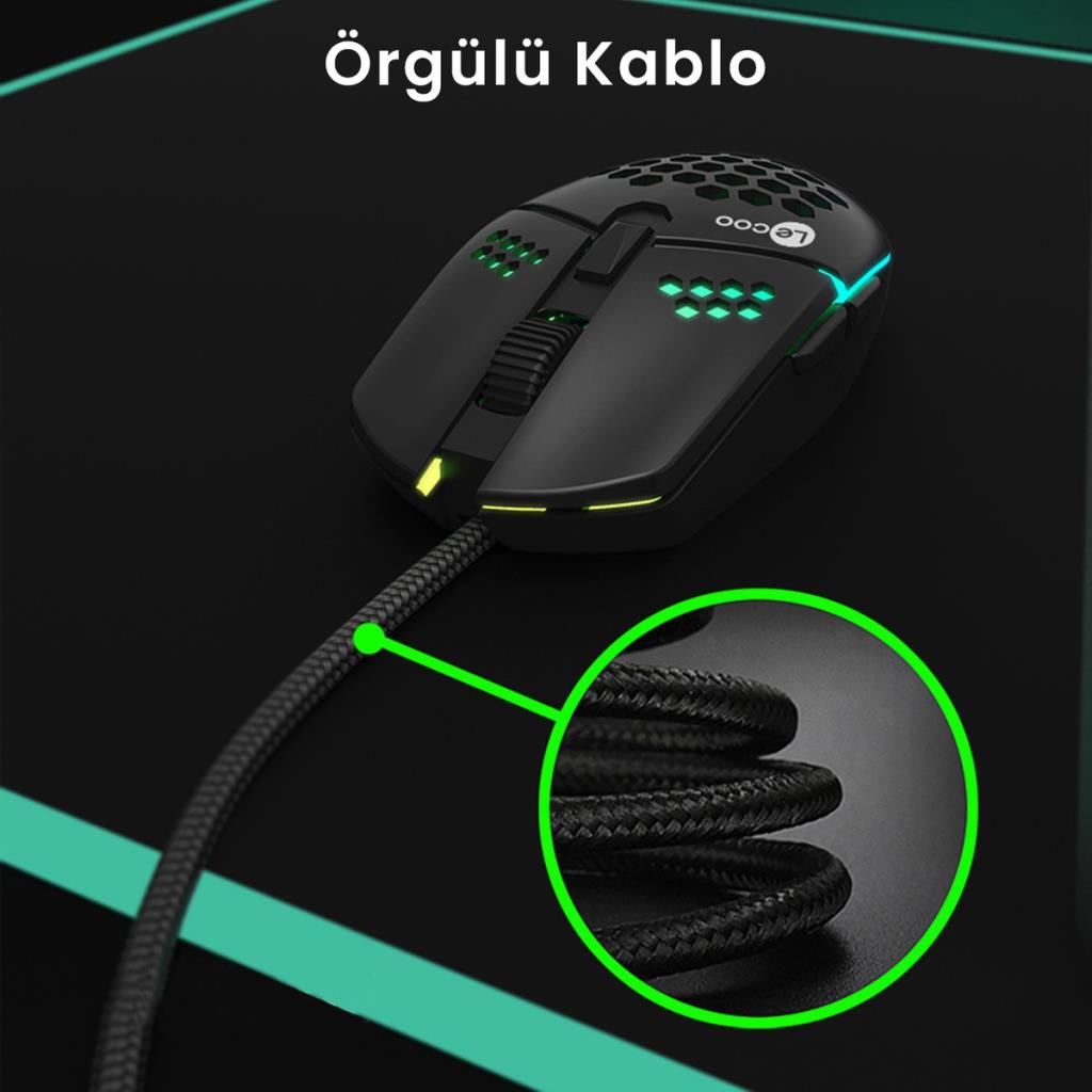 Lenovo Lecoo MS105 RGB Ergonomik Optik Kablolu Oyuncu Mouse