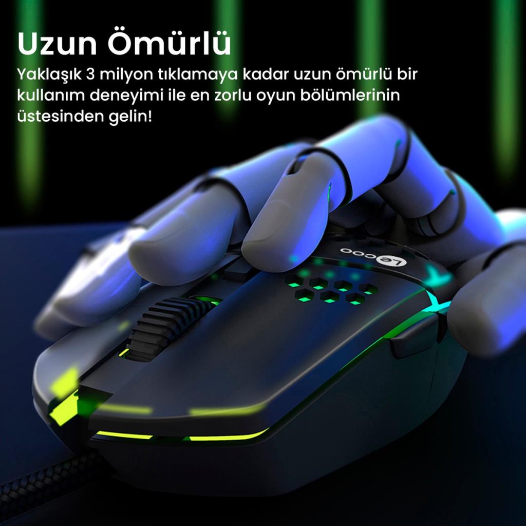 Lenovo Lecoo MS105 RGB Ergonomik Optik Kablolu Oyuncu Mouse