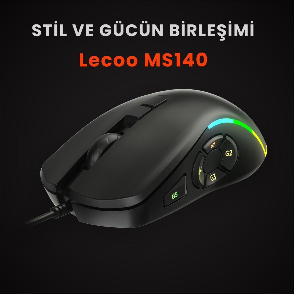 Lenovo Lecoo MS140 RGB Ergonomik Makrolu Optik Kablolu Oyuncu Mouse Teşhir