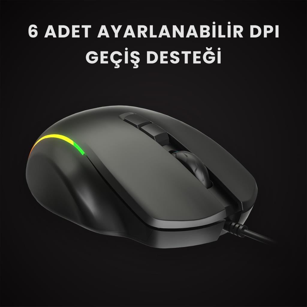 Lenovo Lecoo MS140 RGB Ergonomik Makrolu Optik Kablolu Oyuncu Mouse Teşhir