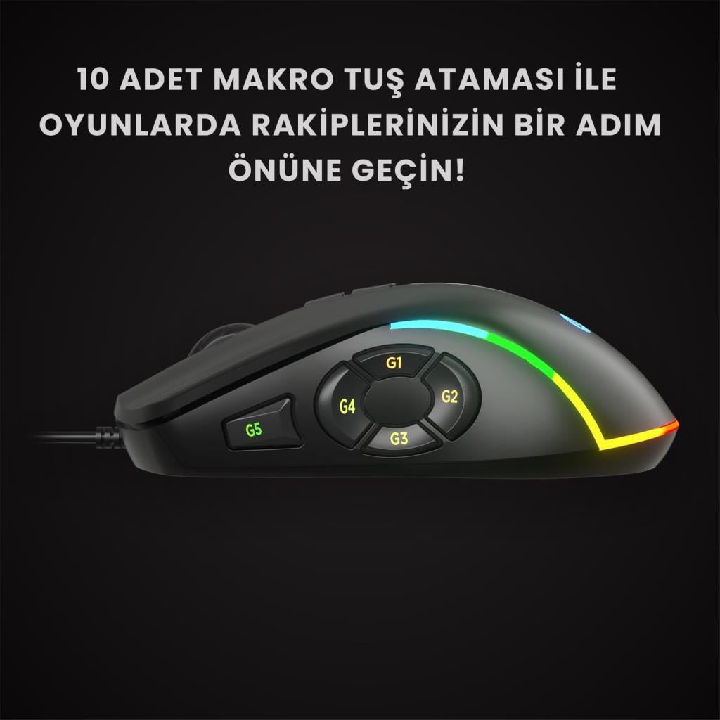Lenovo Lecoo MS140 RGB Ergonomik Makrolu Optik Kablolu Oyuncu Mouse Teşhir