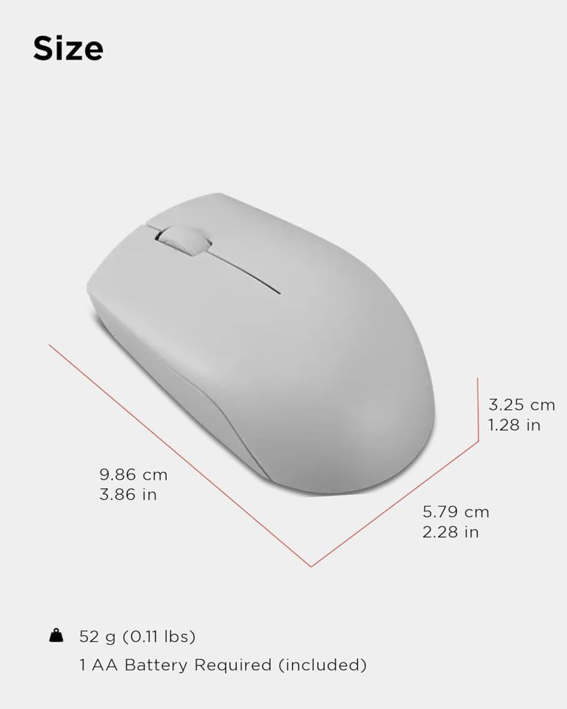 Lenovo 300 Kablosuz / Wireless Compact Mouse, Arktik Gri