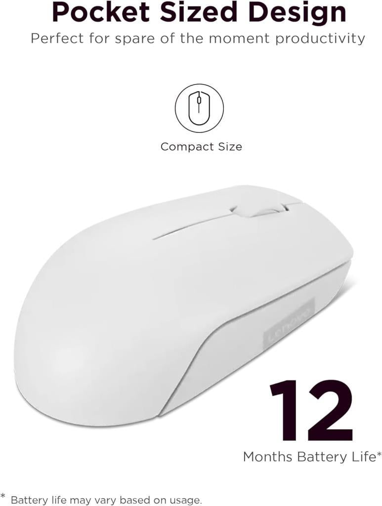 Lenovo 300 Kablosuz / Wireless Compact Mouse, Bulut Gri