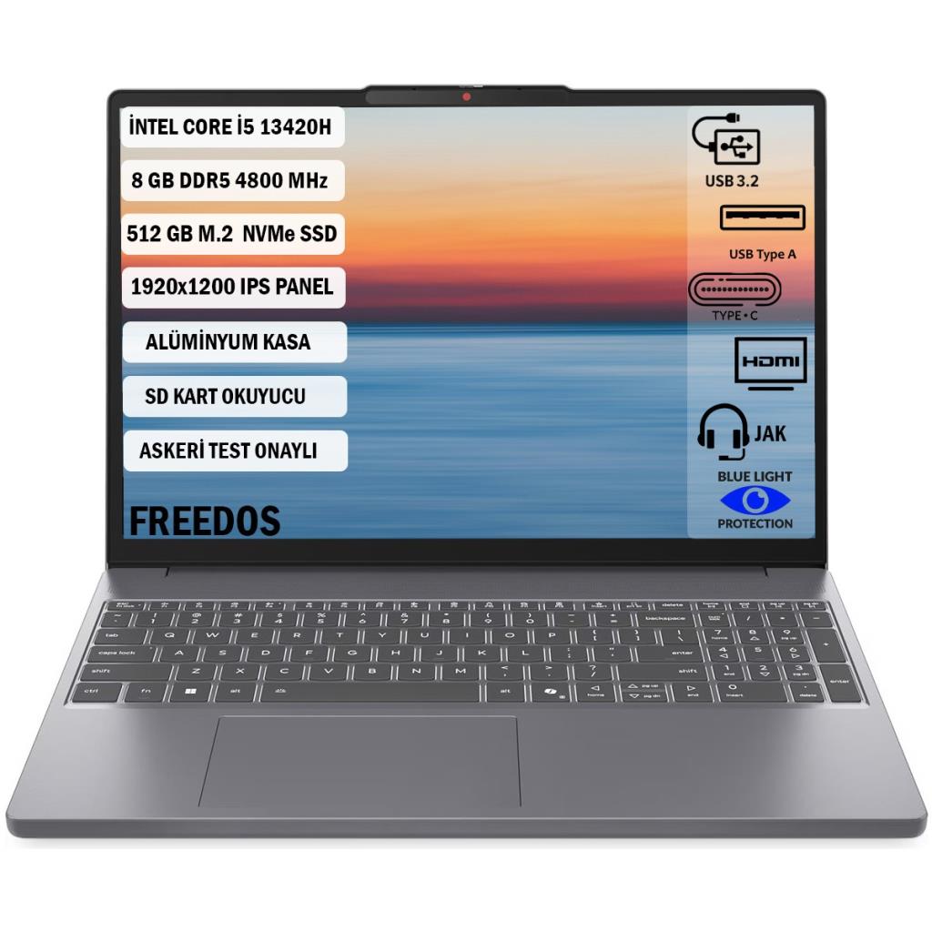 Lenovo IdeaPad Slim 3 15IRH10 83K1004ETR i5-13420H 8 GB 512 GB SSD UHD Graphics 15.3" WUXGA Notebook - OUTLET