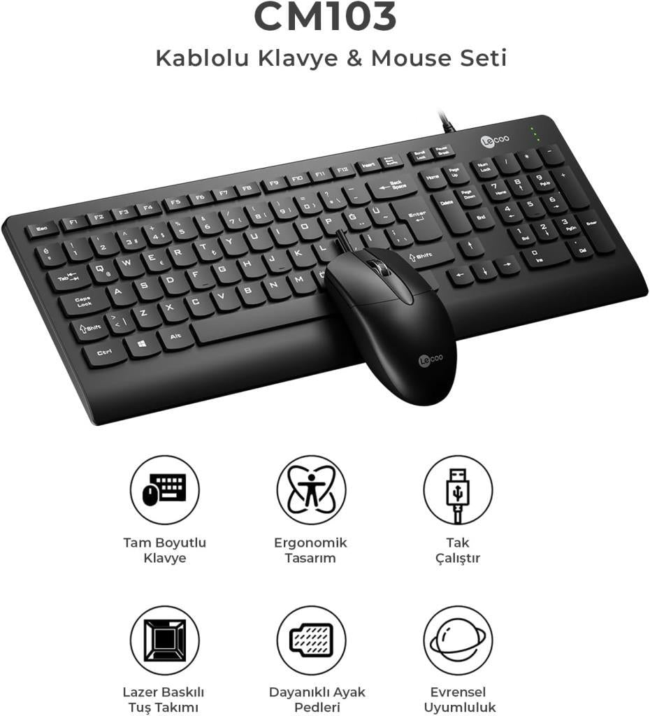 Lenovo Lecoo CM103 Kablolu Klavye Mouse Seti Outlet