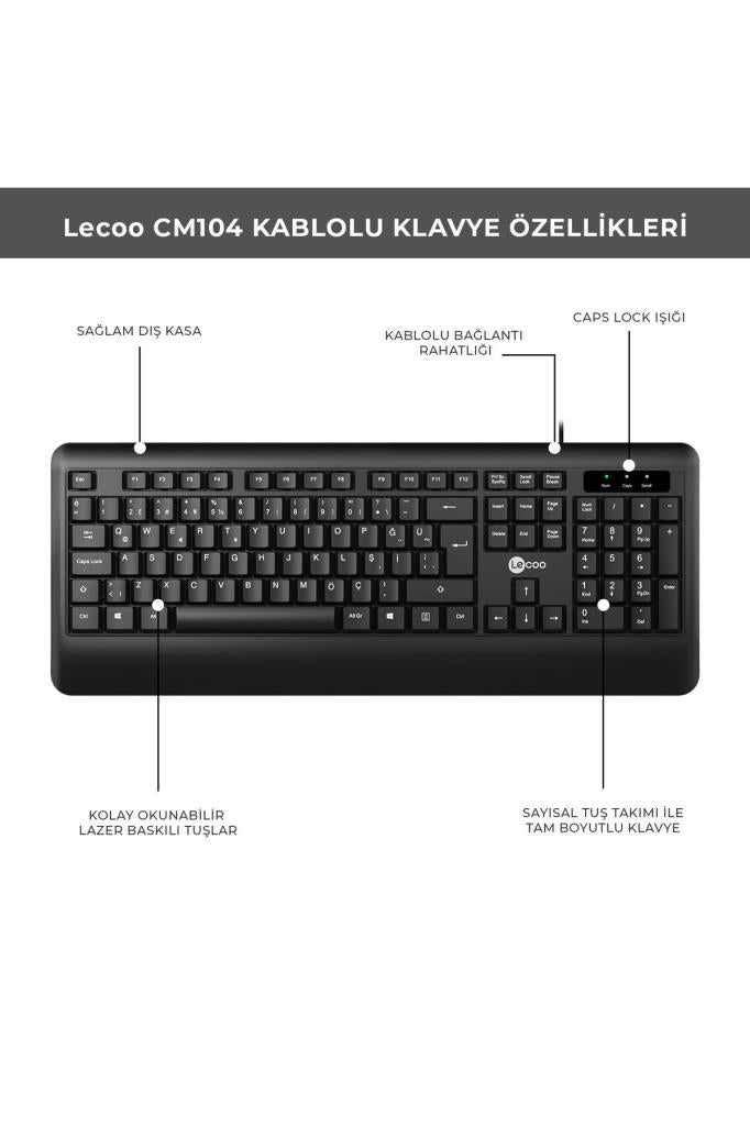 Lenovo Lecoo CM104 Kablolu Klavye Mouse Seti Outlet