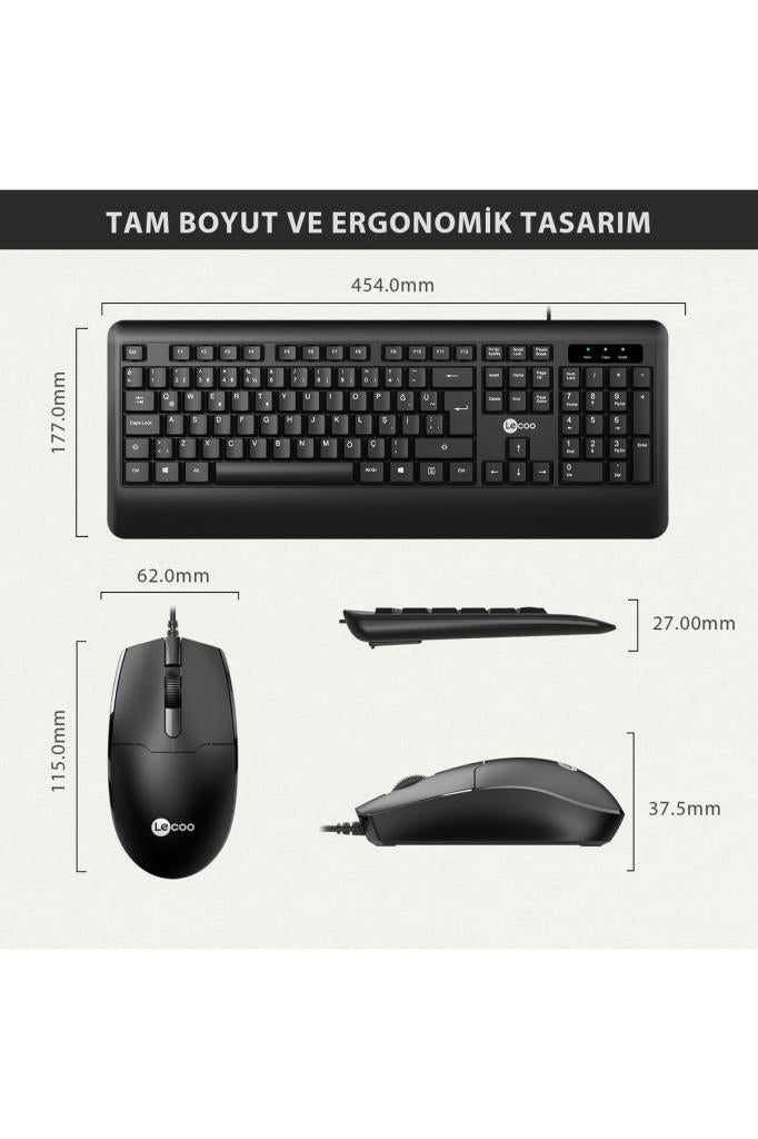 Lenovo Lecoo CM104 Kablolu Klavye Mouse Seti Outlet