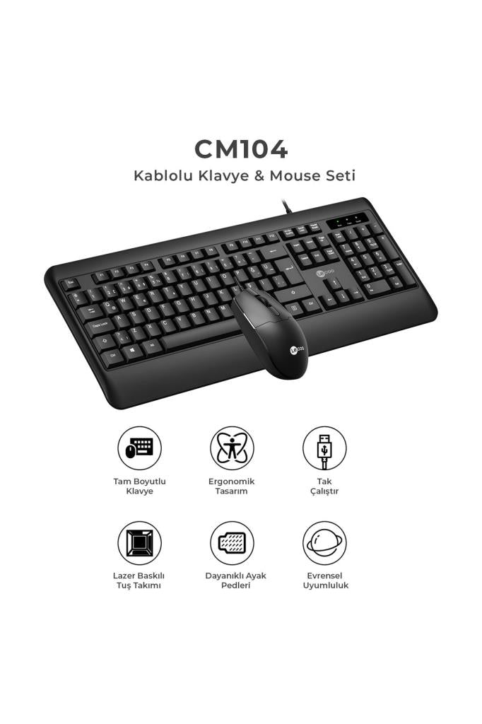 Lenovo Lecoo CM104 Kablolu Klavye Mouse Seti Outlet