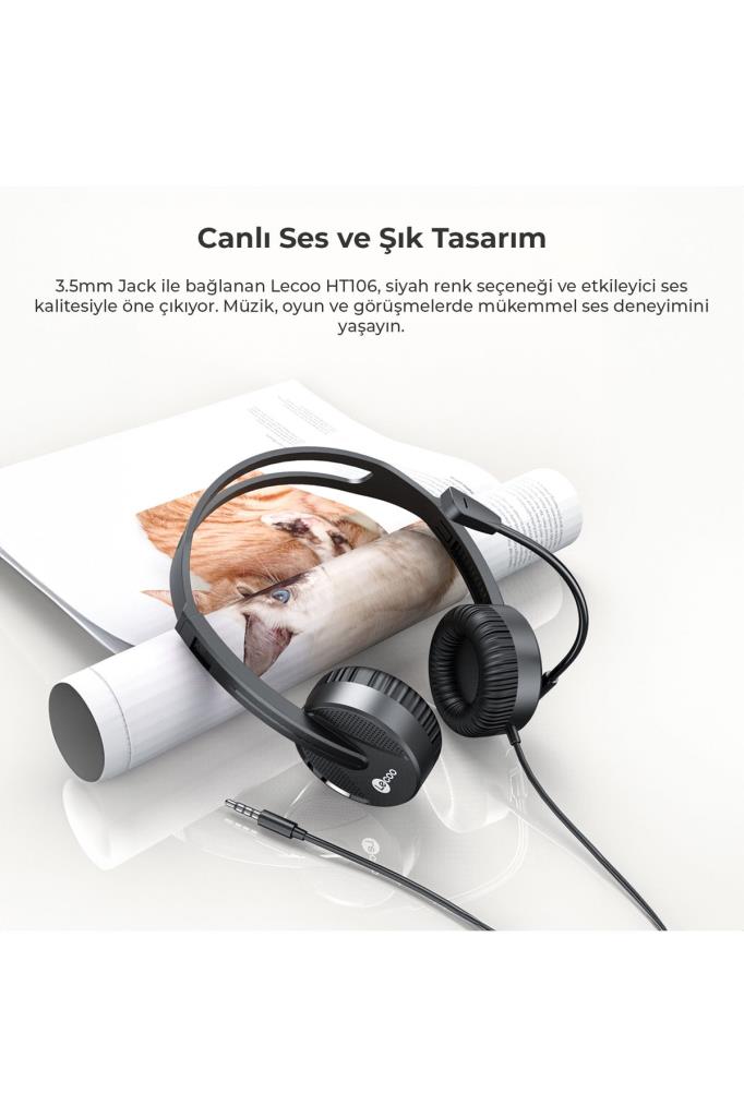 Lenovo Lecoo HT106 Siyah Kablolu Kulak Üstü Kulaklık Outlet