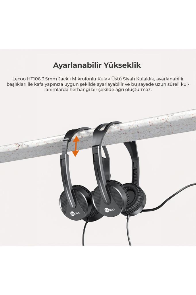 Lenovo Lecoo HT106 Siyah Kablolu Kulak Üstü Kulaklık Outlet