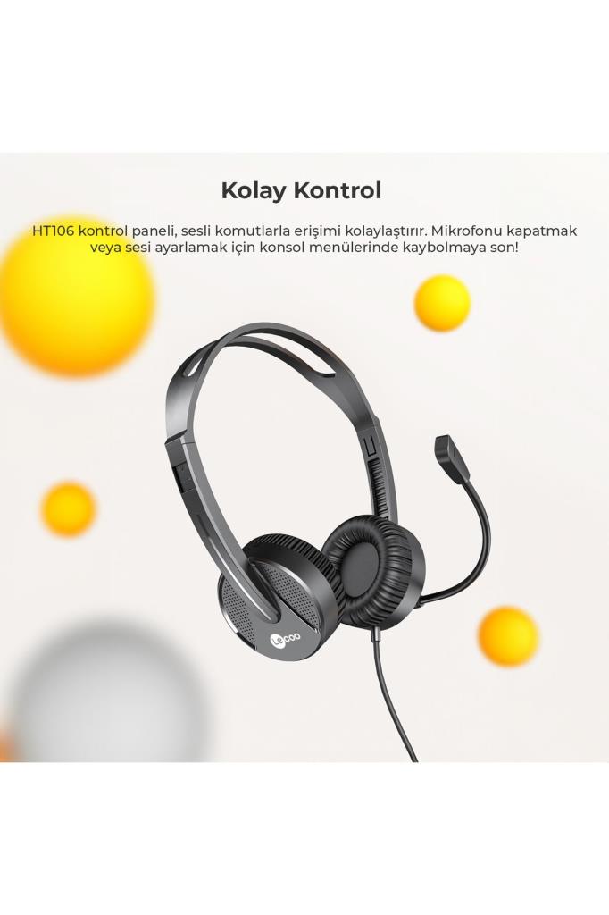 Lenovo Lecoo HT106 Siyah Kablolu Kulak Üstü Kulaklık Teşhir