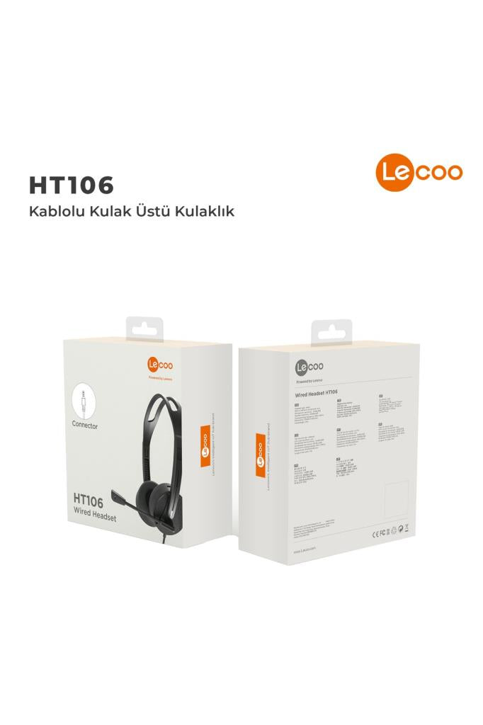 Lenovo Lecoo HT106 Siyah Kablolu Kulak Üstü Kulaklık Teşhir