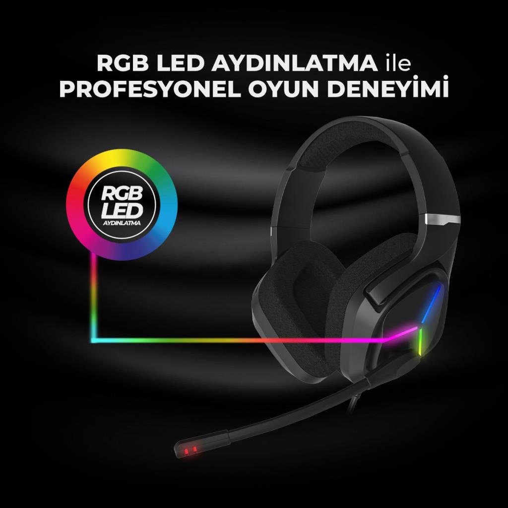 Lenovo Lecoo HT406 RGB 3.5mm/USB Kablolu Kulak Üstü Oyuncu Kulaklığı