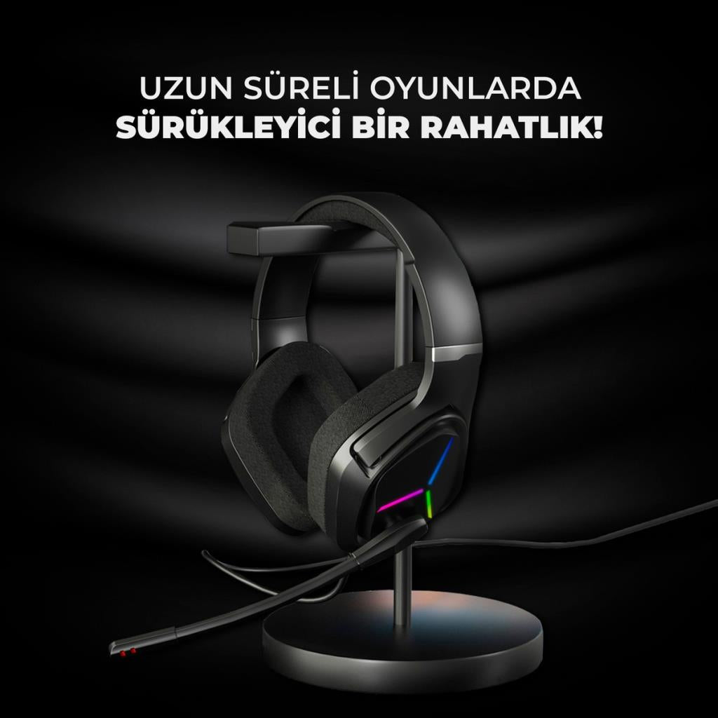 Lenovo Lecoo HT406 RGB 3.5mm/USB Kablolu Kulak Üstü Oyuncu Kulaklığı