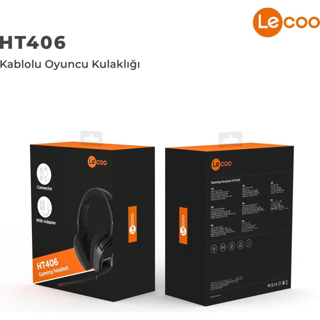 Lenovo Lecoo HT406 RGB 3.5mm/USB Kablolu Kulak Üstü Oyuncu Kulaklığı