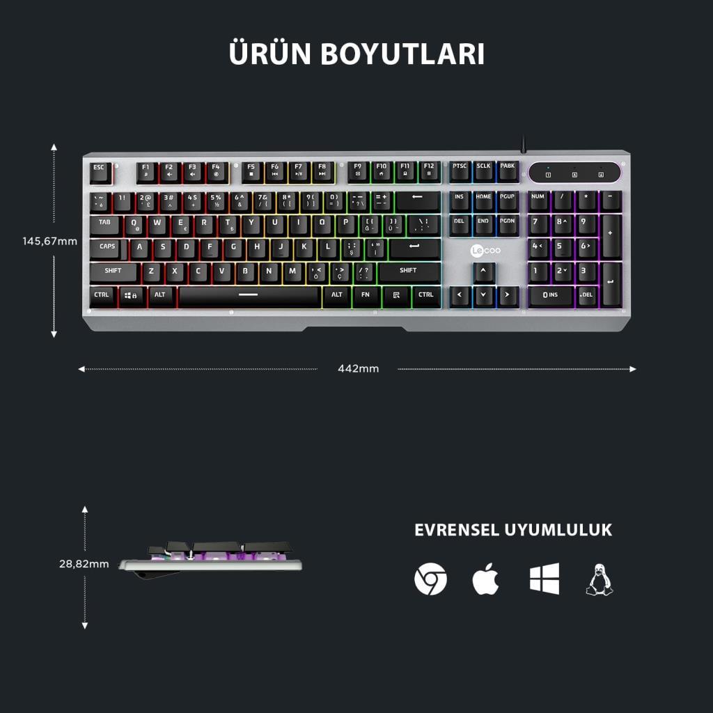 Lenovo Lecoo KB121 RGB Kablolu Oyuncu Klavyesi Outlet