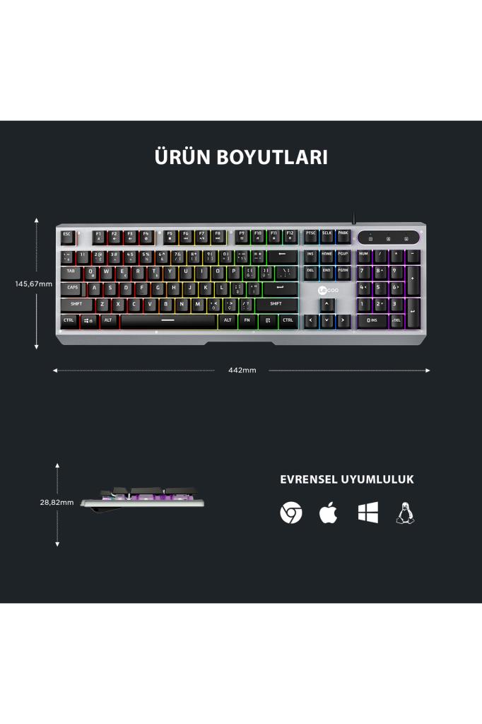 Lenovo Lecoo KB121 RGB Kablolu Oyuncu Klavyesi Teşhir