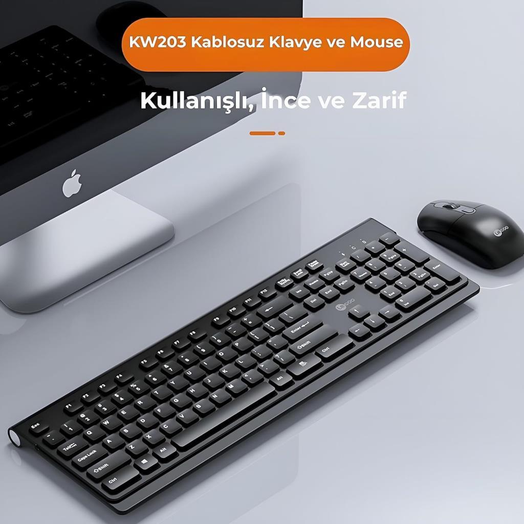 Lenovo Lecoo KW203 Siyah Kablosuz Klavye Mouse Seti Outlet