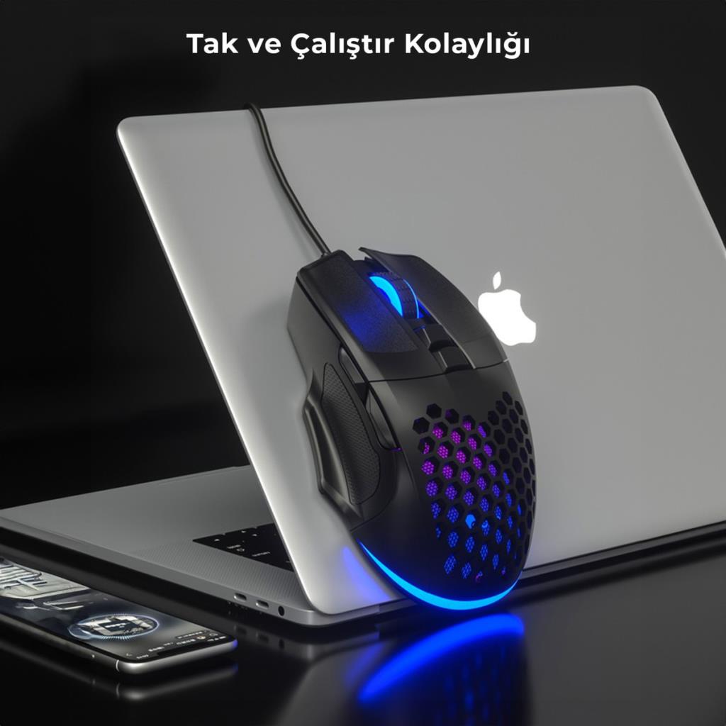 Lenovo Lecoo MS107 RGB Ergonomik Optik Kablolu Oyuncu Mouse - Teşhir