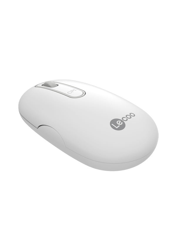 Lenovo Lecoo WS207 Beyaz Şarjlı Ergonomik Optik Kablosuz Mouse - TESHİR