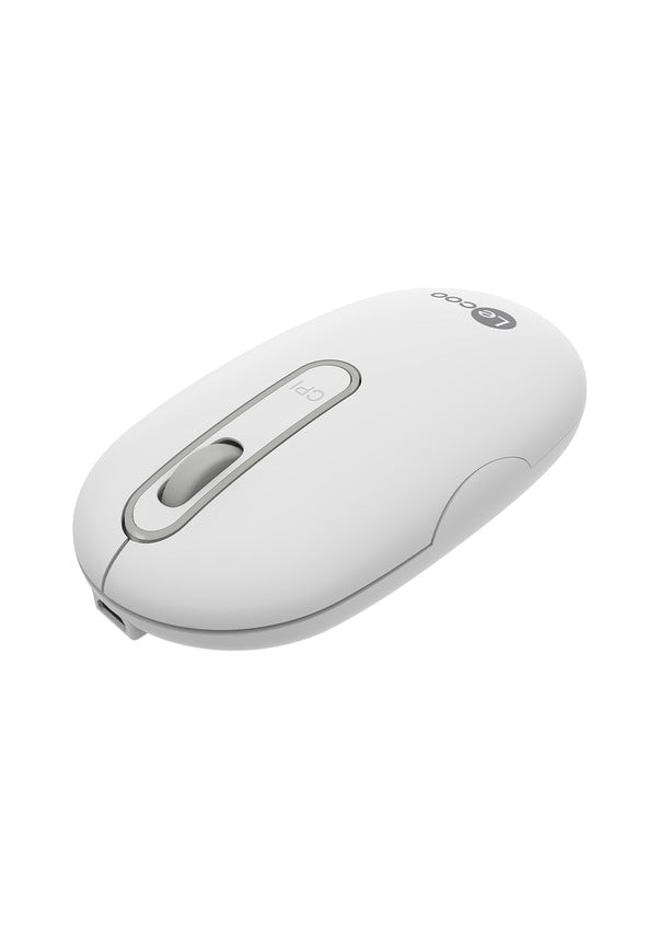 Lenovo Lecoo WS207 Beyaz Şarjlı Ergonomik Optik Kablosuz Mouse - TESHİR
