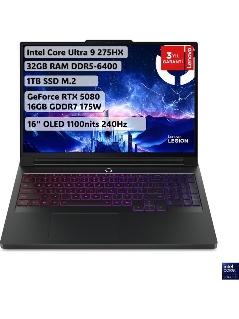 Lenovo Legion Pro 7 16IAX10H 83F5004RTR Ultra 9 275HX 32 GB 1 TB SSD RTX5080 16" WQXGA Gaming Laptop - OUTLET
