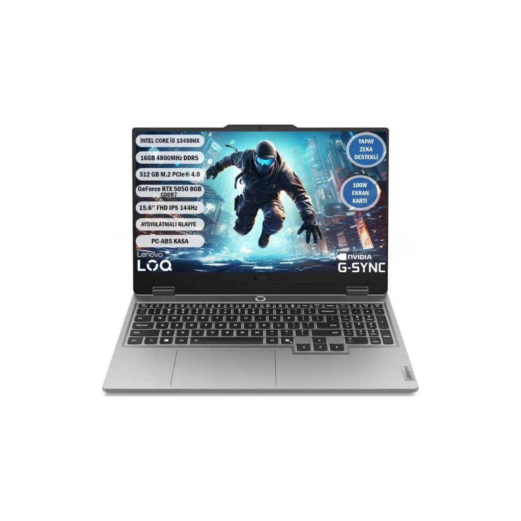 Lenovo LOQ 15IRX10 83JE00JLTR i5-13450HX 16 GB 512 GB SSD RTX5050 15.6" Full HD Gaming Laptop- OUTLET