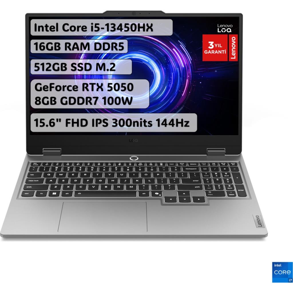 Lenovo LOQ 15IRX10 83JE00JLTR i5-13450HX 16 GB 512 GB SSD RTX5050 15.6" Full HD Gaming Laptop- OUTLET